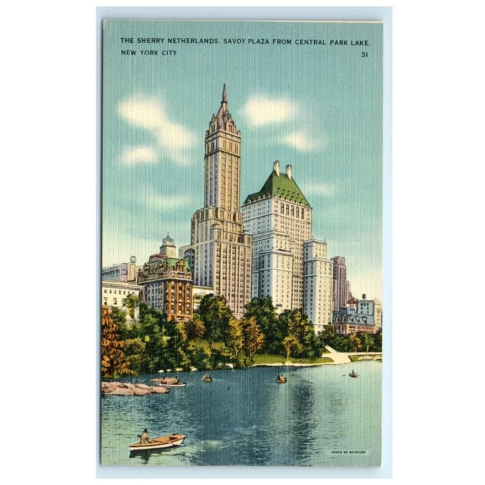 Vintage Postcard New‎ York City NY Sherry Netherlands Savoy Plaza Central Park